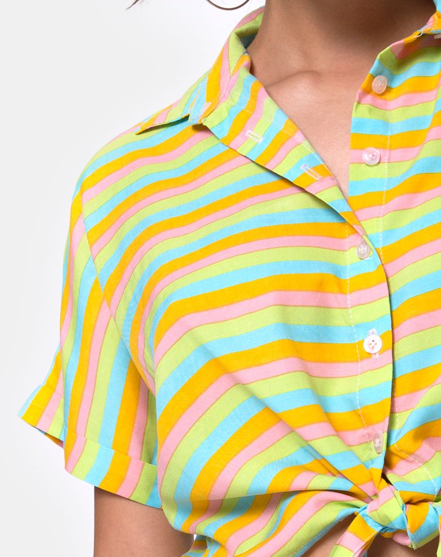 Image of Gapo Tie Up Shirt in Sweet Stripe
