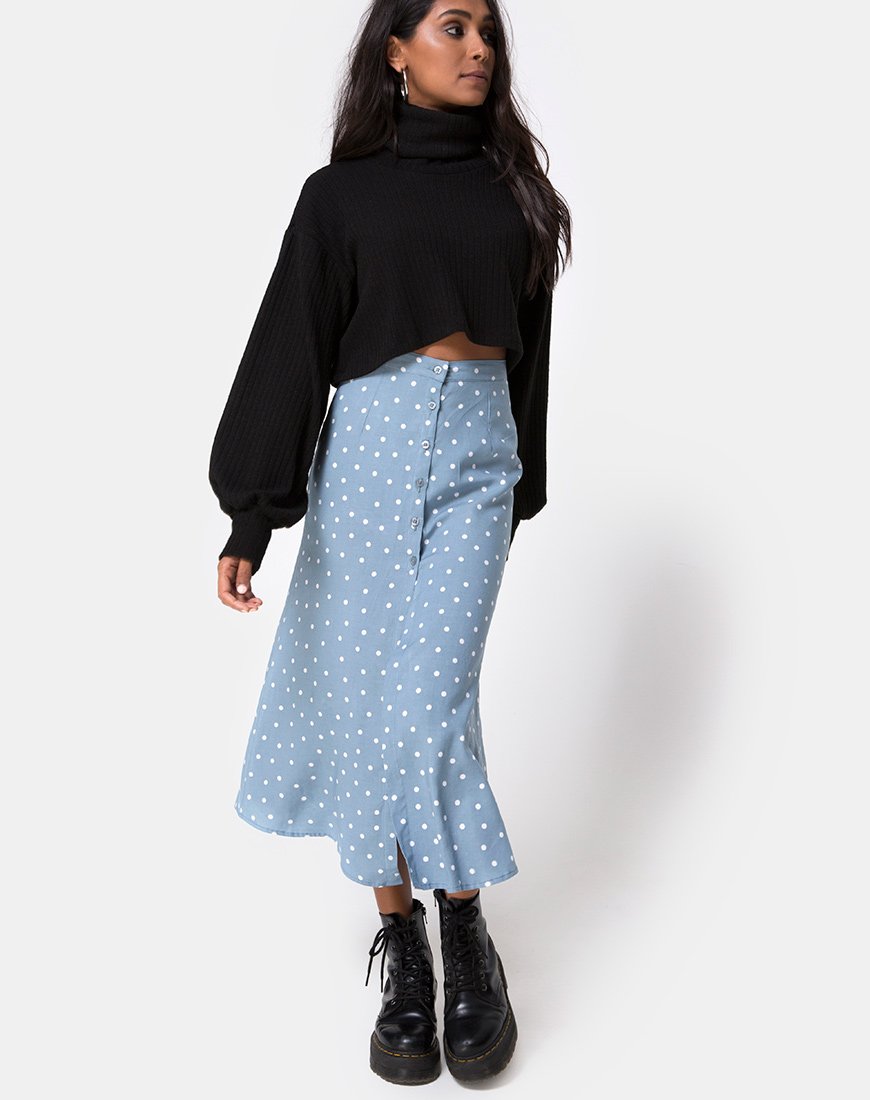 Image of Marni Midi Skirt in Skater Polka Blue