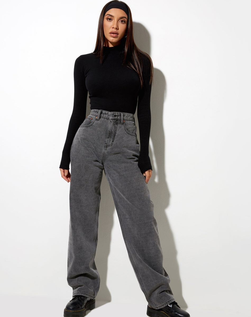 Wide Leg Grey Denim Jeans | Parallel – motelrocks-com-us