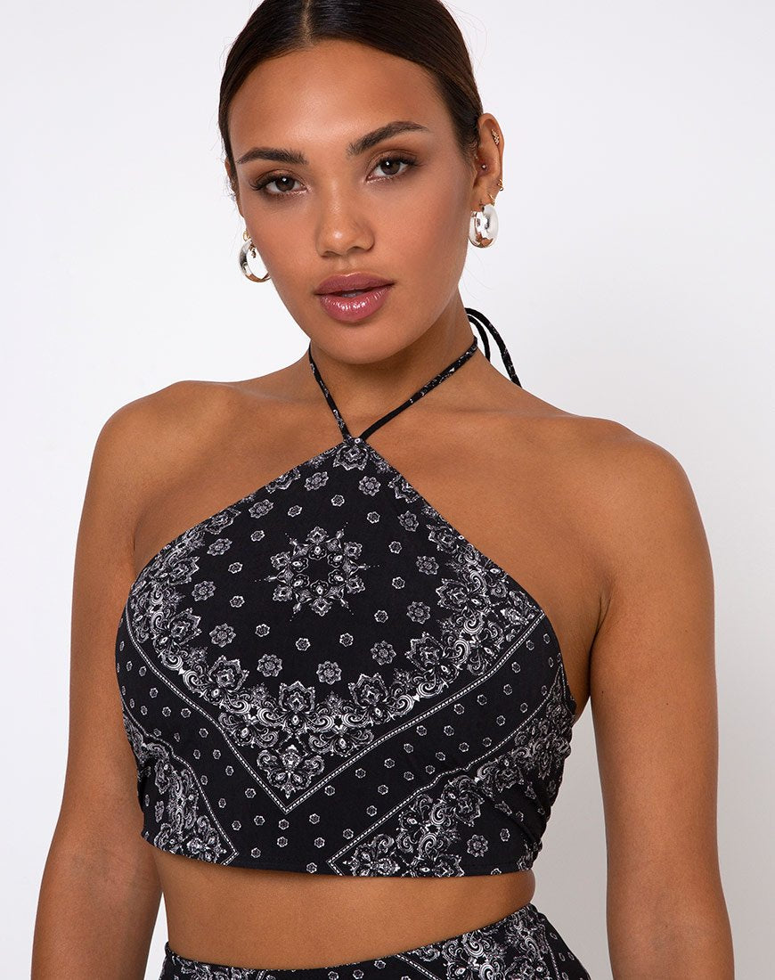 Image of Maudy Crop Top in Bandana Black Placement