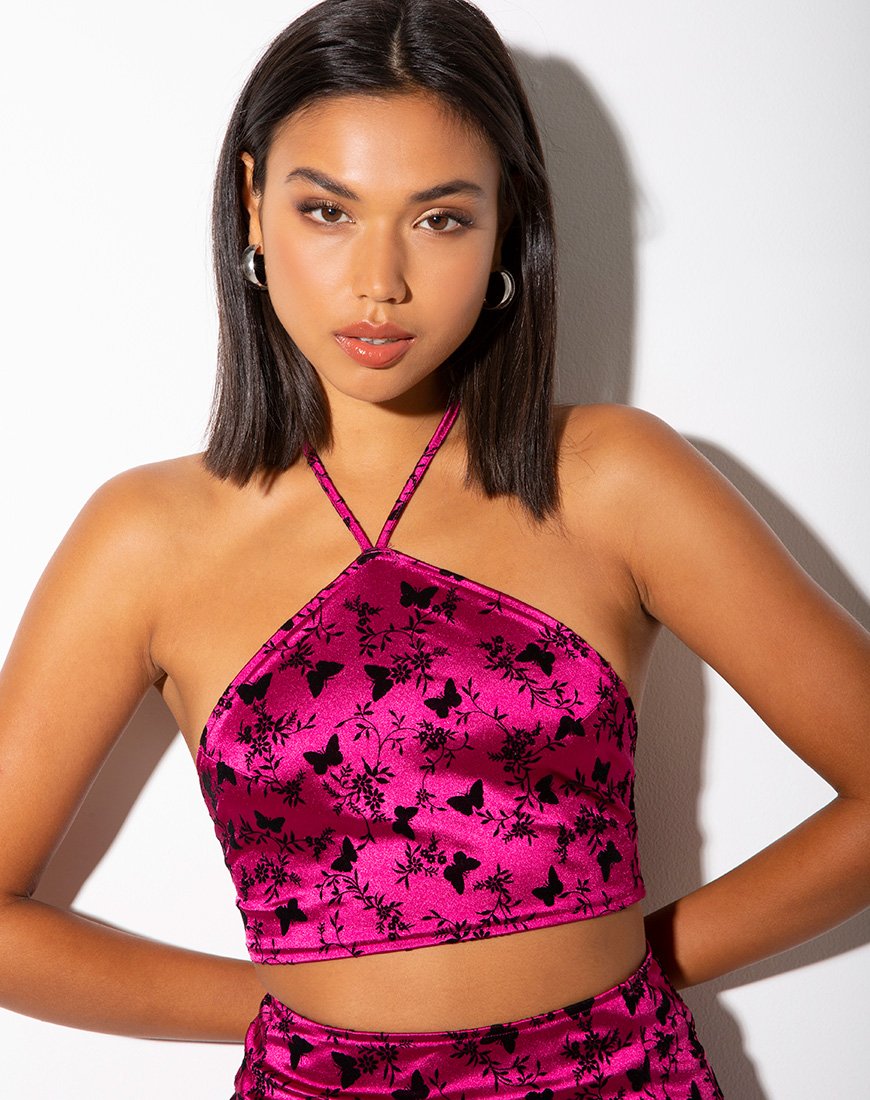 Image of Maudy Crop Top in Butterfly Bloom Pink