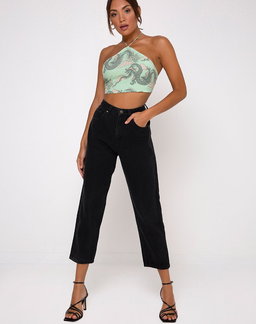 Image of Maudy Crop Top in Chinese Dragon Neo Mint