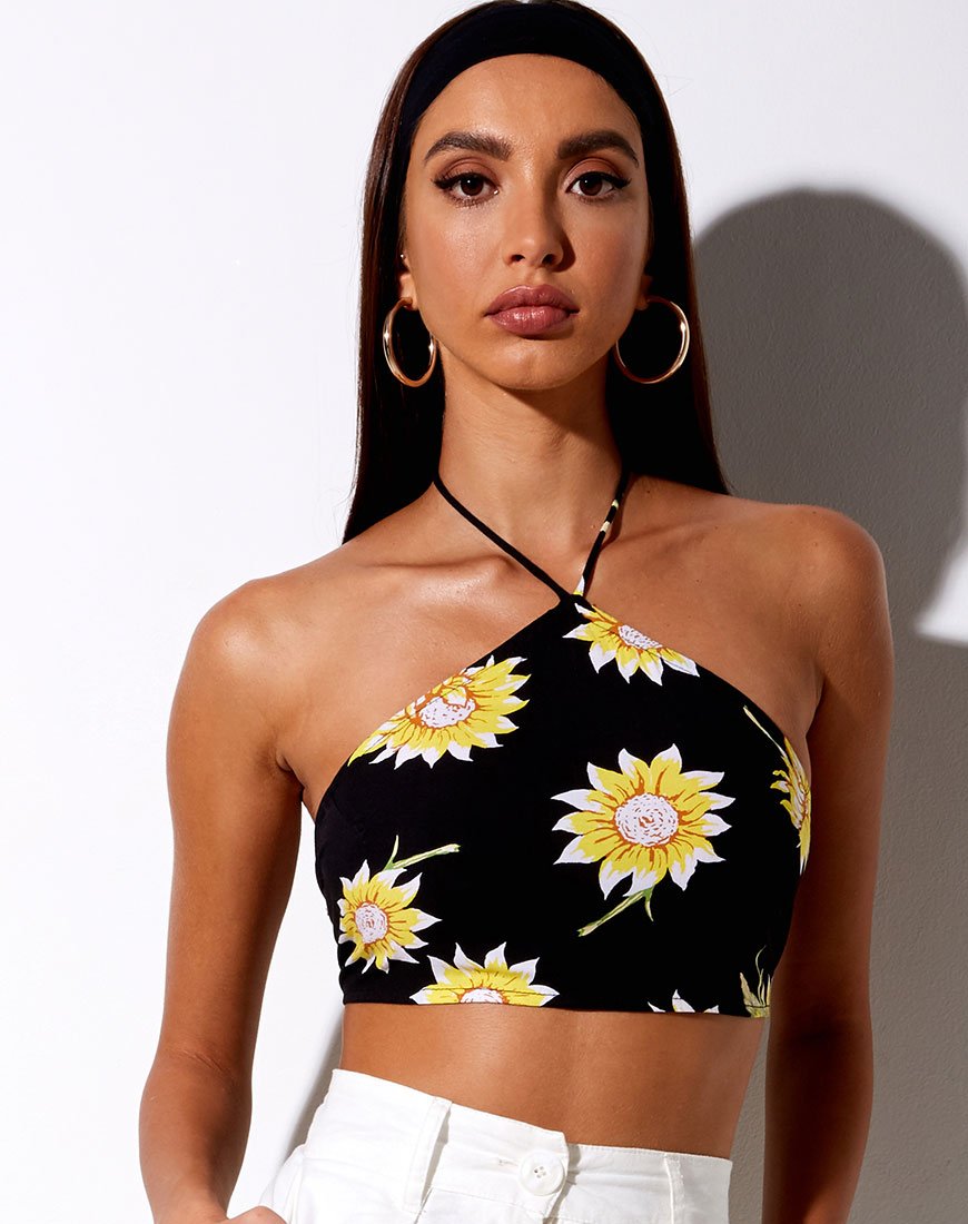 Image of Maudy Crop Top in Sunny Days Black