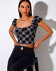 Image of Mazu Top in 20s Check Black and Grey