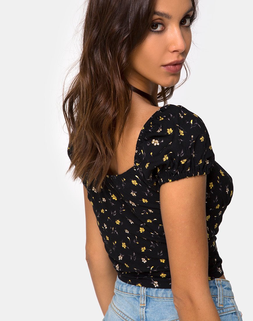 Image of Mazu Top in Pretty Petal Black