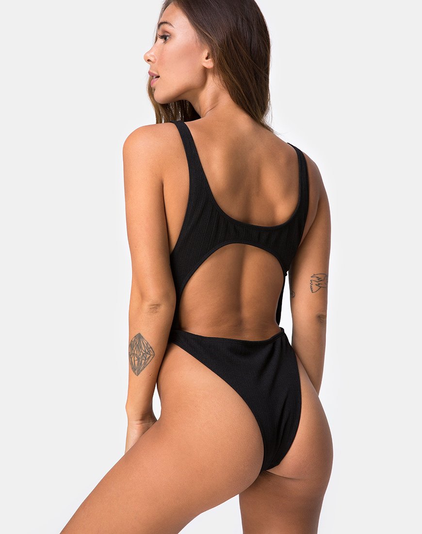 Image of Mejia Swimsuit in Rib Black