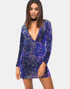 Image of Melana Plunge Neck Bodycon Dress in Velvet Laser Pink Sequin