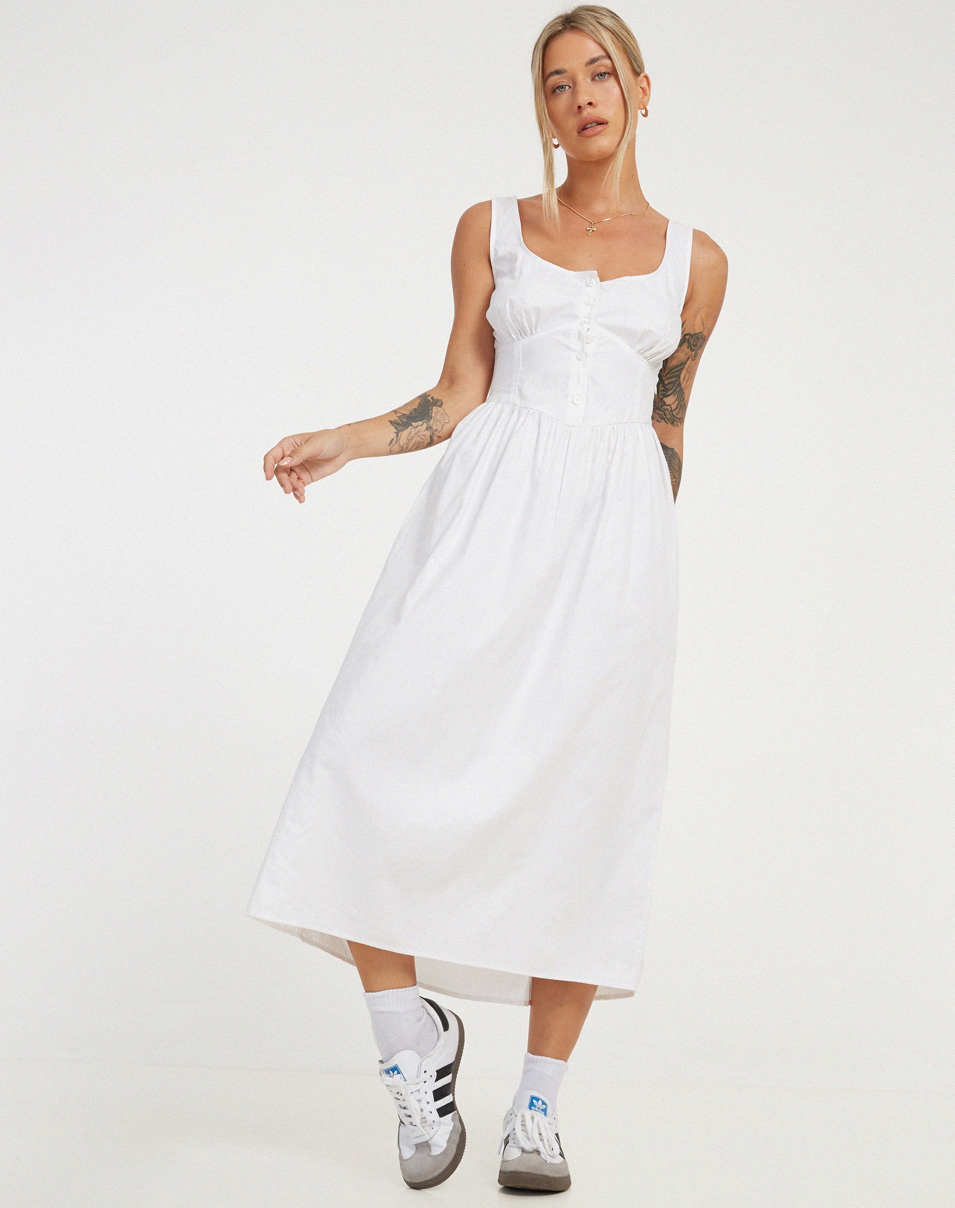 Melrose Midi Dress in White Melrose Midi Dress in White