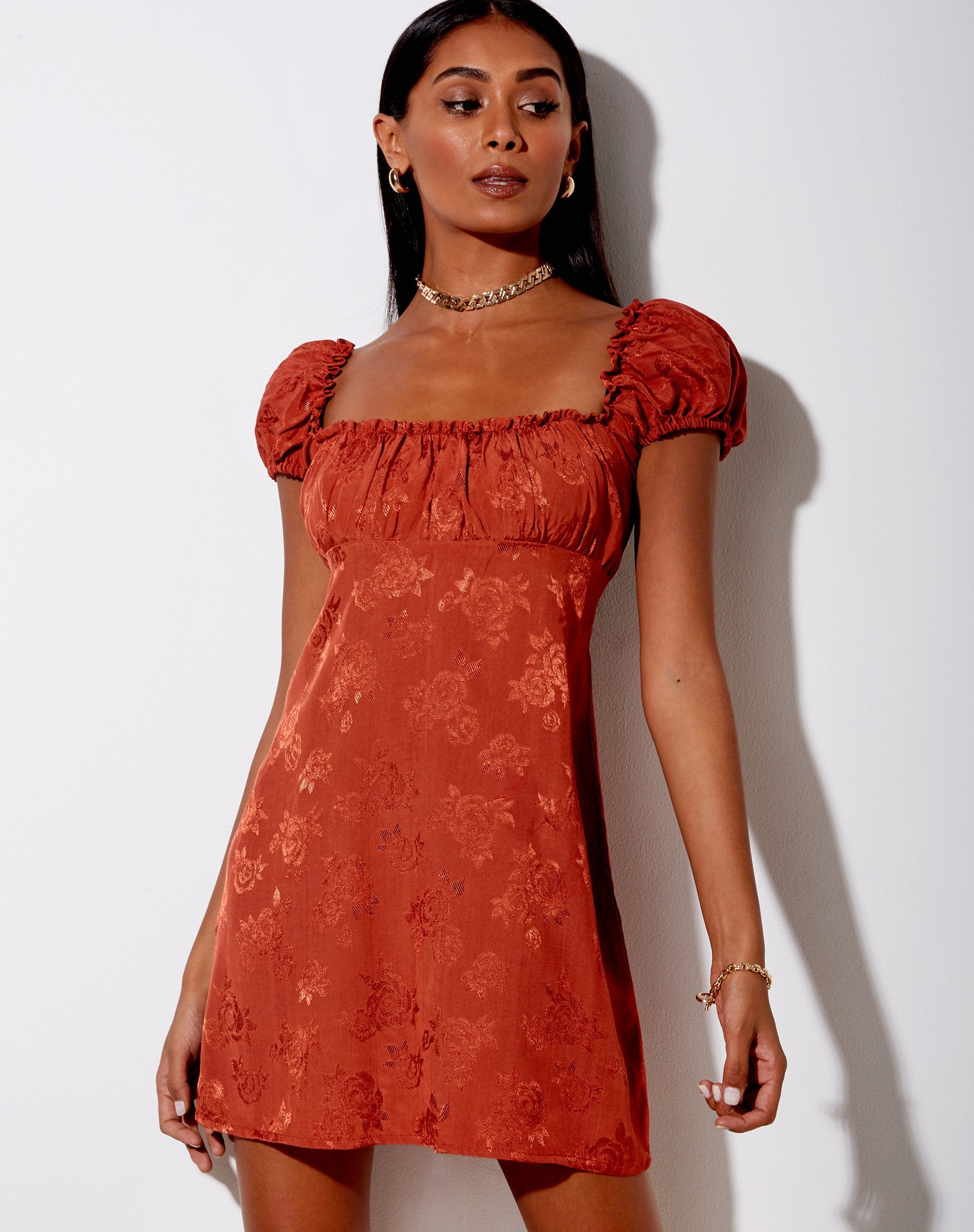 Image of Menta Mini Dress in Satin Rose Copper