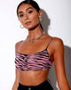 Image of Micro Crop Top in Zips Zebra Pink