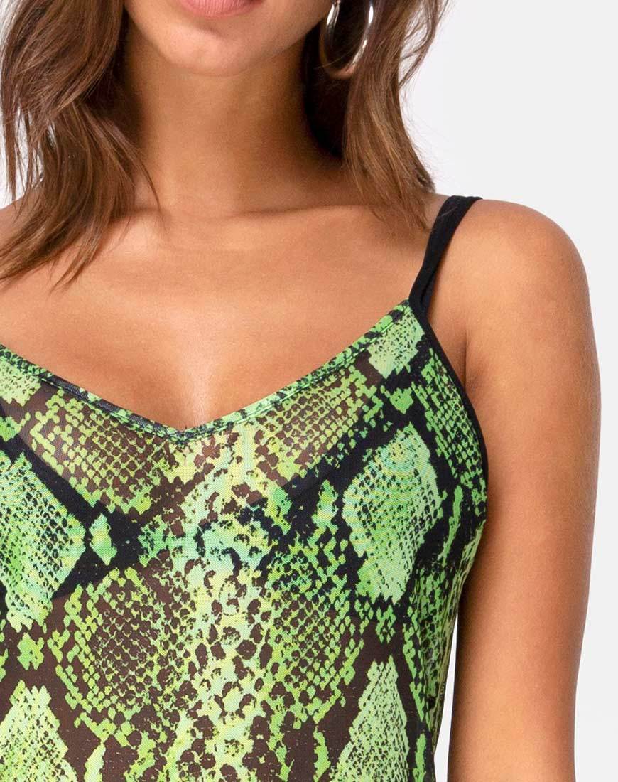 Midnight Midi Dress in Slime Lime Snake Mesh motelrocks-com-us Midnight Midi Dress in Slime Lime Snake Mesh motelrocks-com-us
