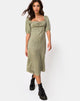 Image of Millo Midi Dress in Satin Ditsy Rose Sage