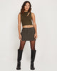 Image of Min Vest Cutout Detail Crop Top in Olive with Black Top Stitch