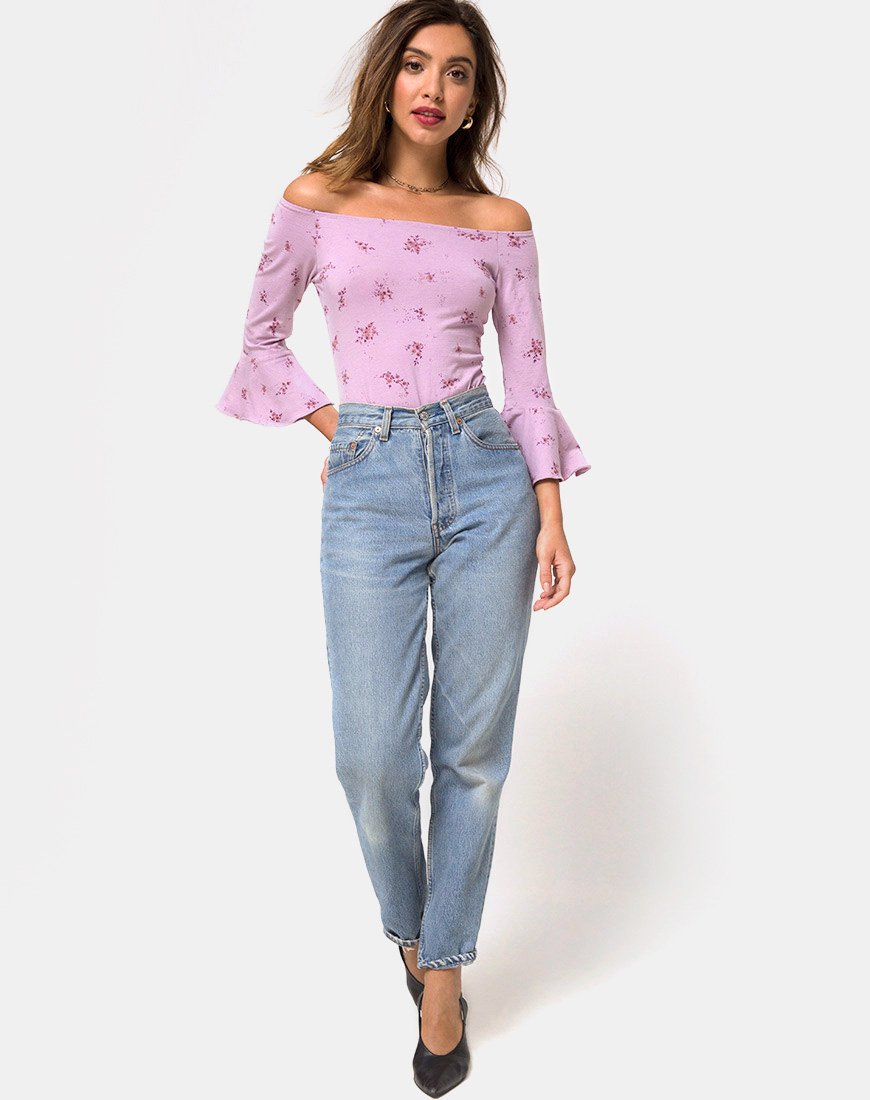 Image of Mingga Off The Shoulder Top in Forget Me Not Lilac