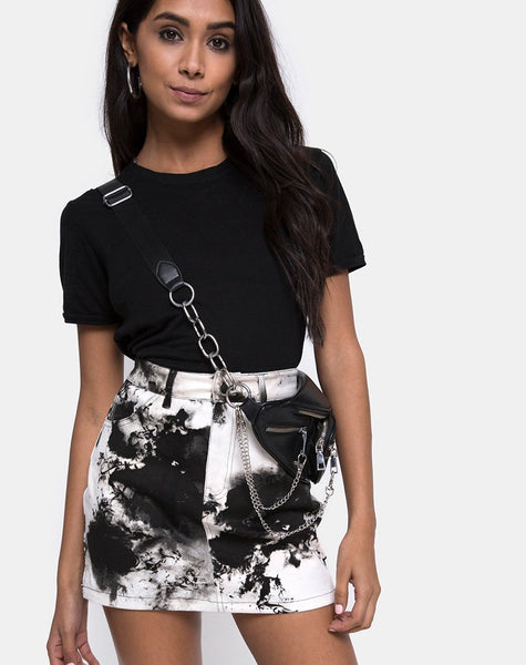 High Waist Black and White Mini Skirt | Mini Broomy – motelrocks
