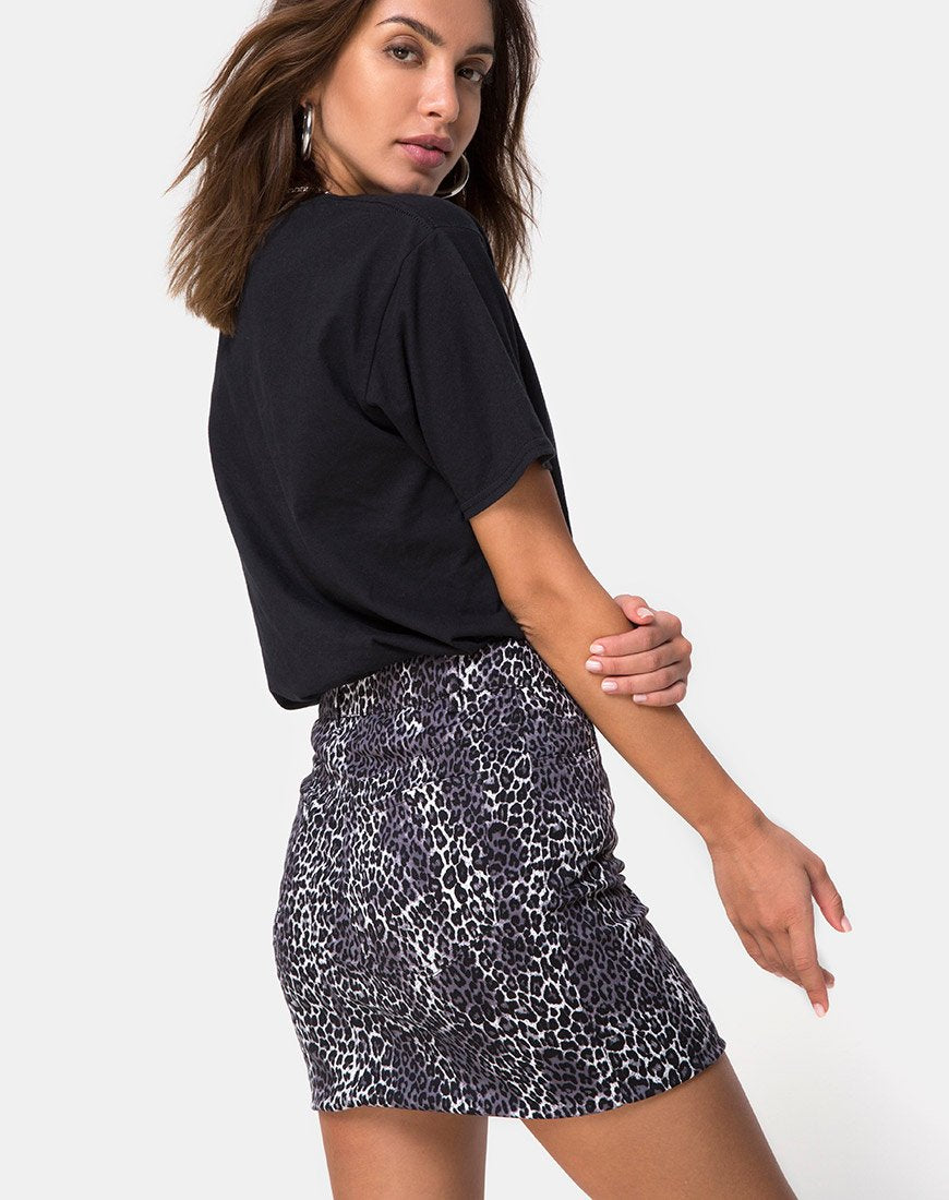 Broomy Skirt in Grey Rar Leopard Print