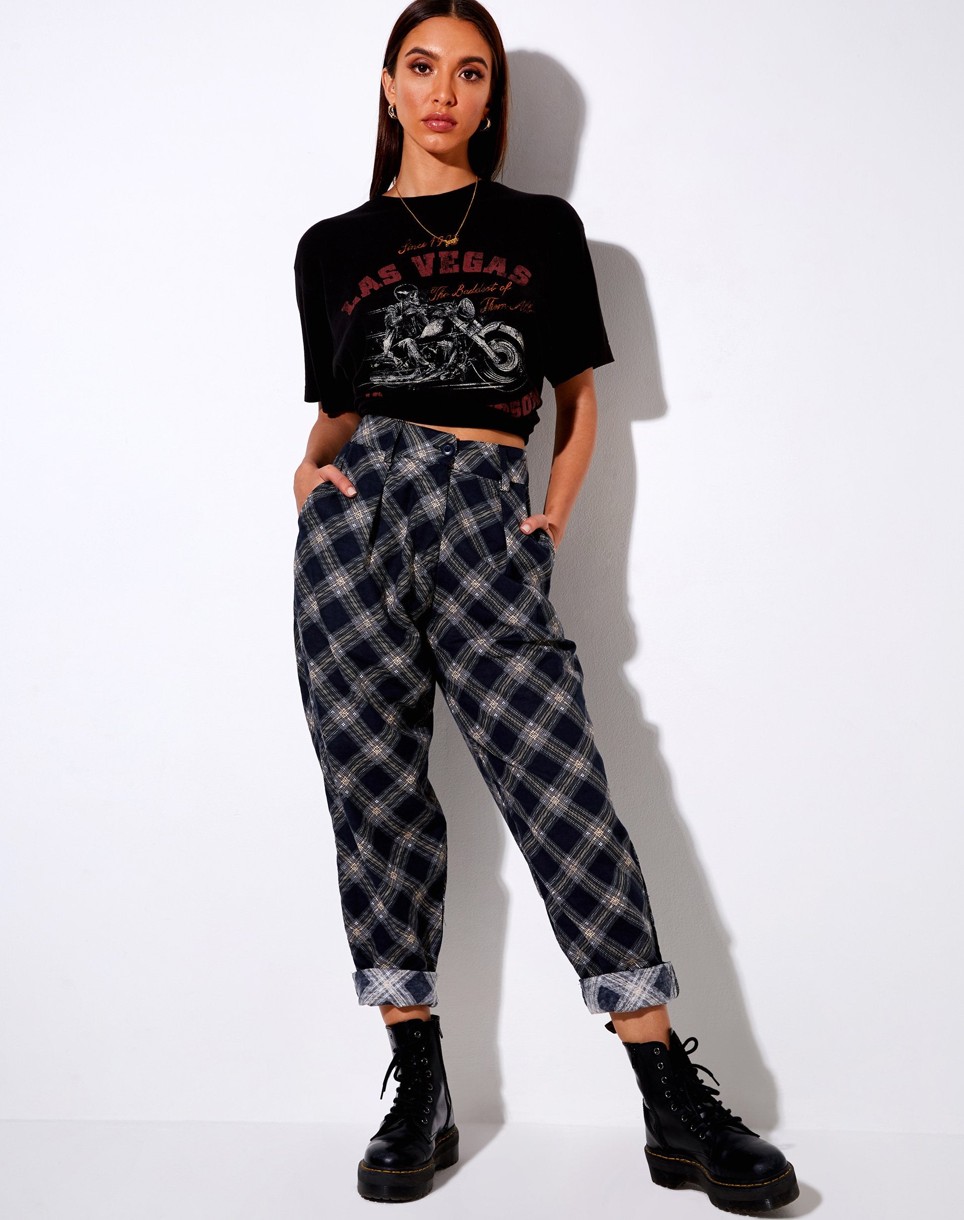 Image of Misca Trouser in 20s Check Black and Grey