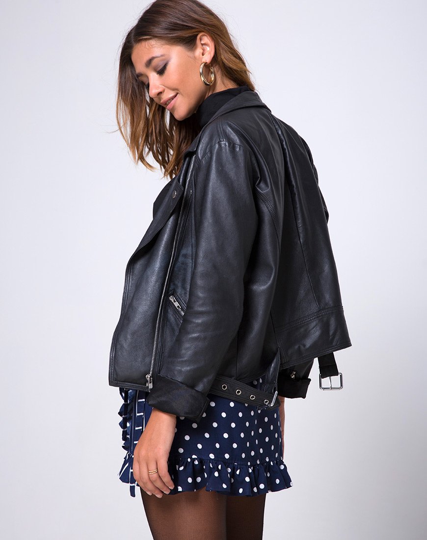 Image of Miza Mini Skirt in Spot and Stripe Navy