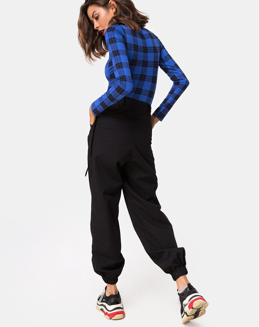 Image of Molaka Highneck Bodice in Tartan Blue