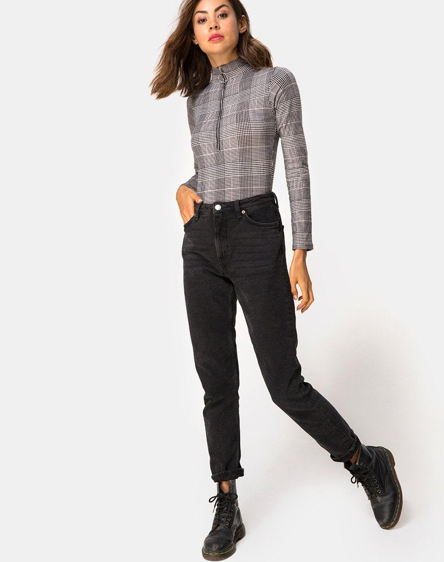Image of Molaka High Neck Bodice in Charles Check Grey