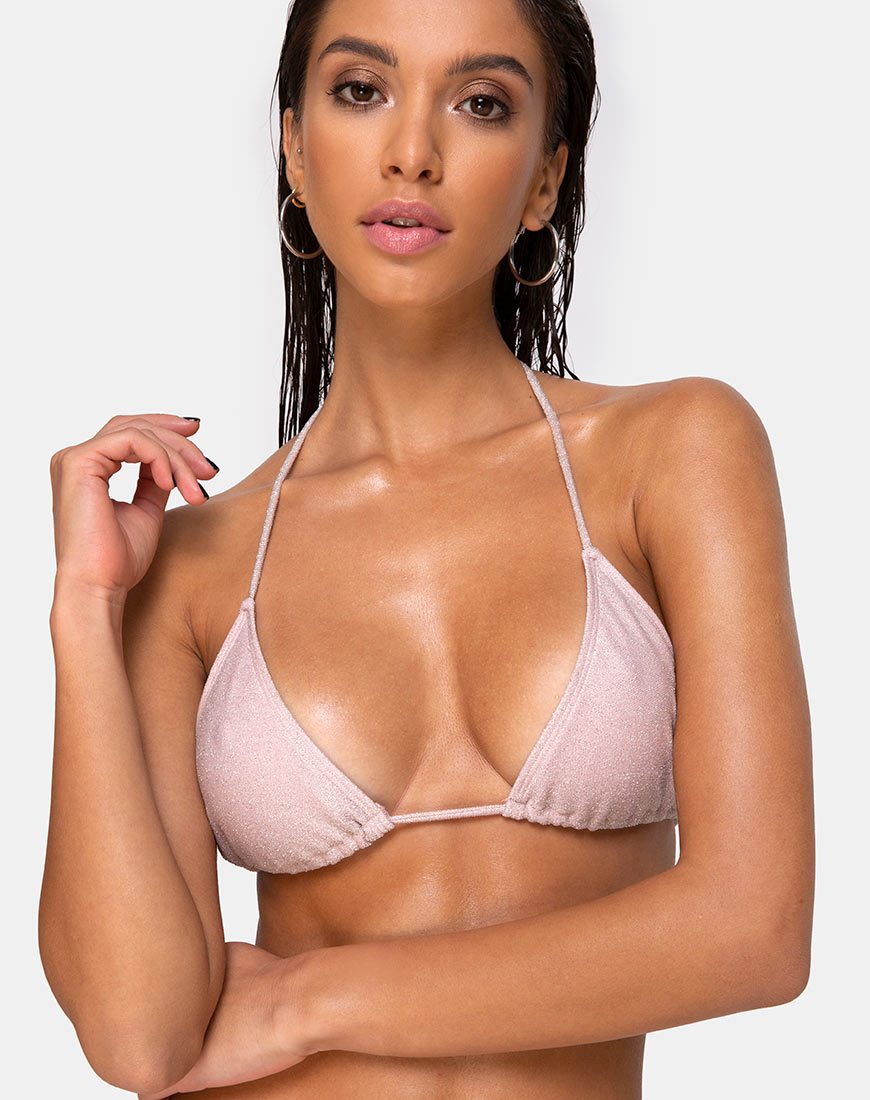 Mone Bikini Top in Glitter Pink