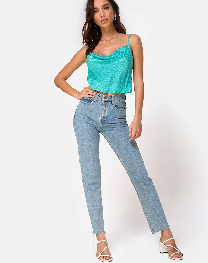 Satin Blue Crop Top | Mordes – motelrocks-com-us