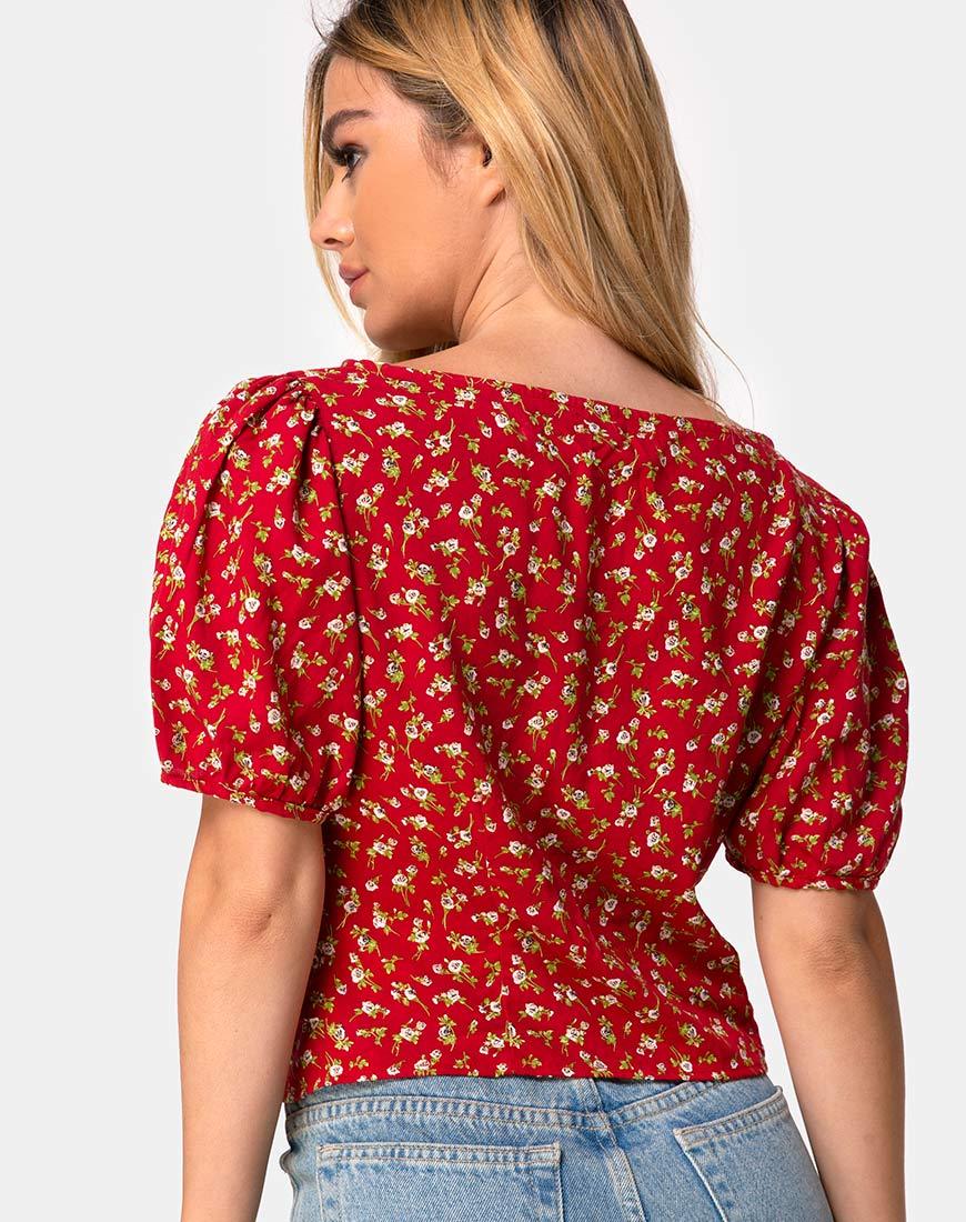 Image of Moria Top in Falling For You Floral Red