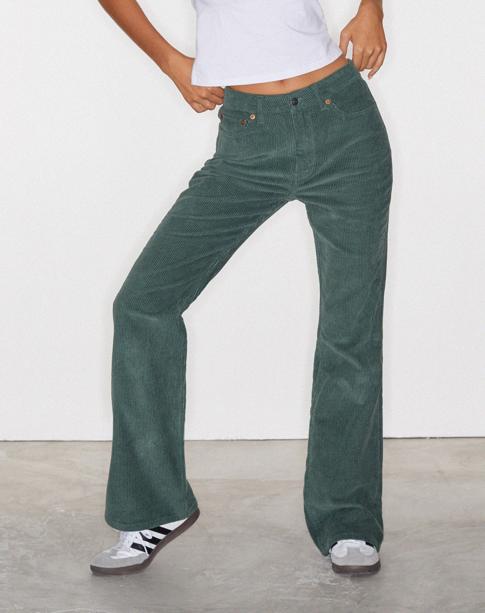 Green Cord Flared Bootcut Jeans | Bootleg – motelrocks-com-us