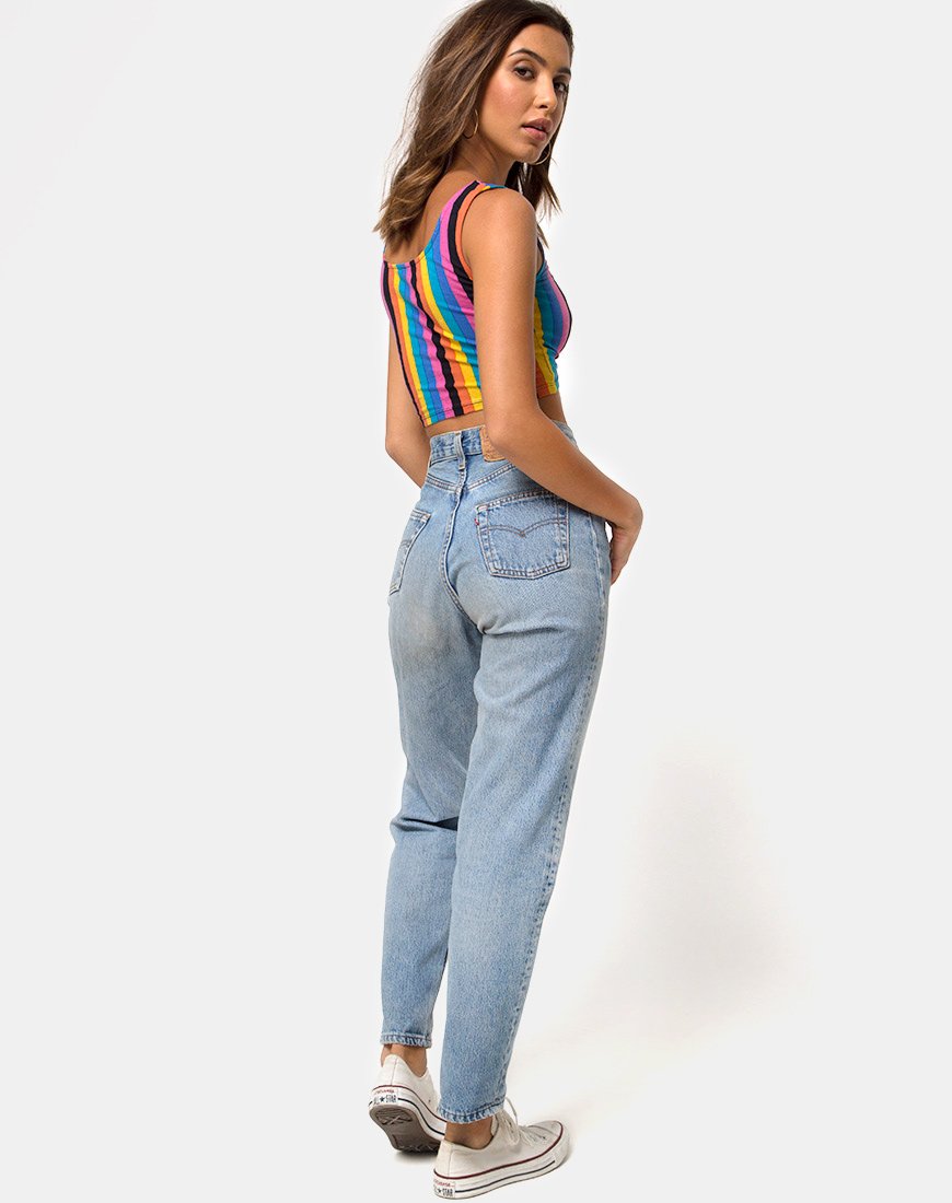 Image of Mucell Crop Top in New Vertical Mixed Stripe