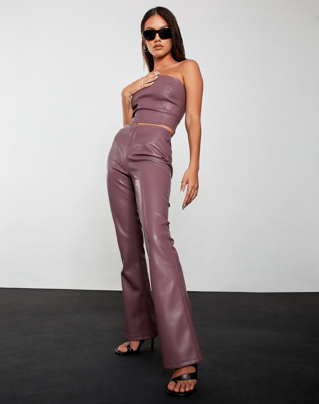 Eara Corset Top in PU Purple