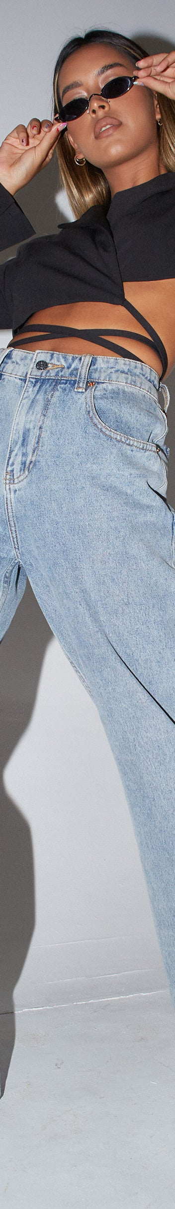 Light Blue Wide Leg Split Hem Jeans | Parallel – motelrocks-com-us