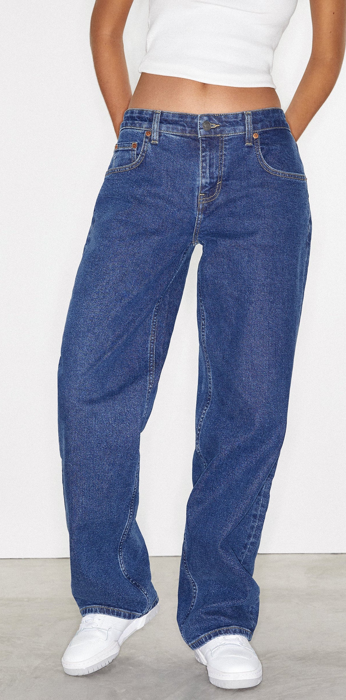 Blue Low Rise Straight Leg Denim Jeans | Low Rise Parallel – motelrocks ...