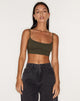 Image of Keenan Crop Top in Lycra Olive