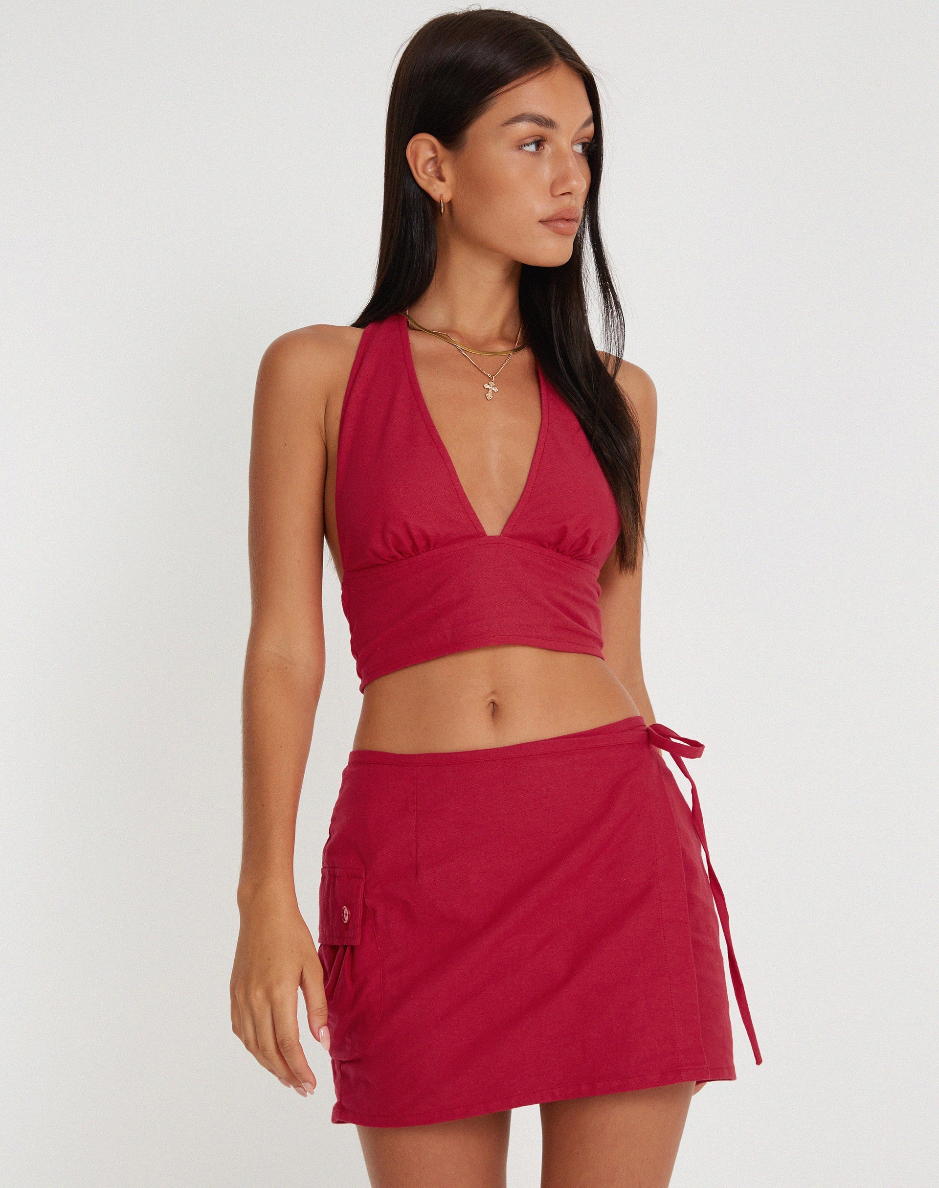image of Valio Mini Skirt in Tango Red