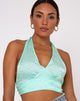 Image of Naya Crop Top in Satin Zebra Aquamarine