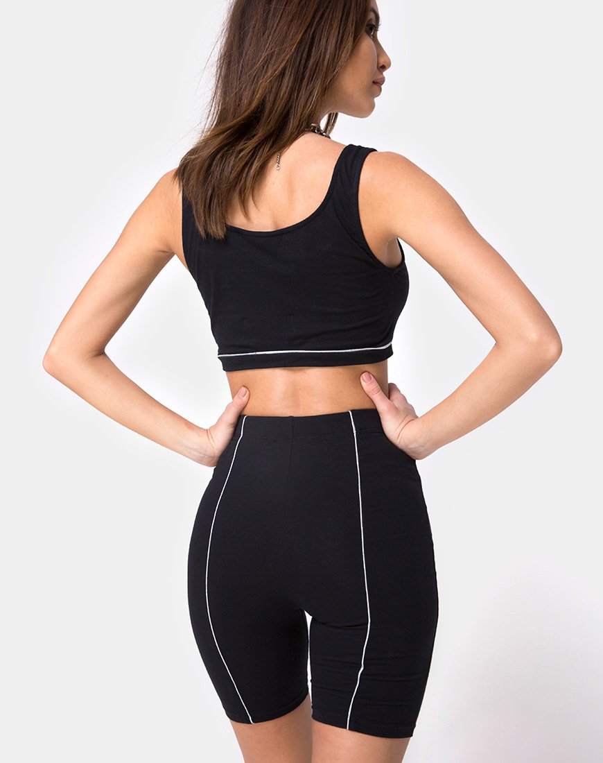 Image of Neho Cycle Short in Black with Piping Line