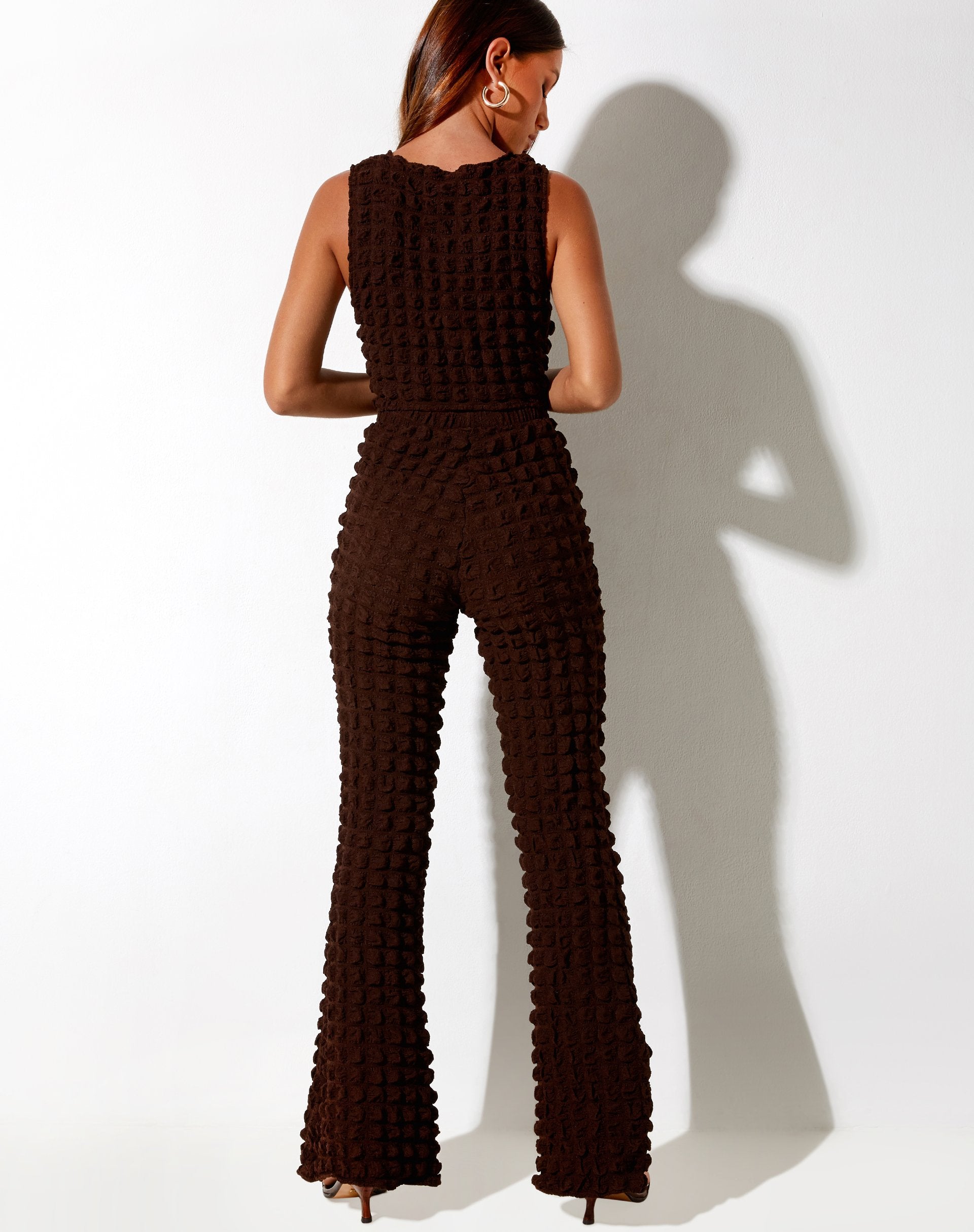 Image of Meldi Trouser in Bubble Jersey Brown