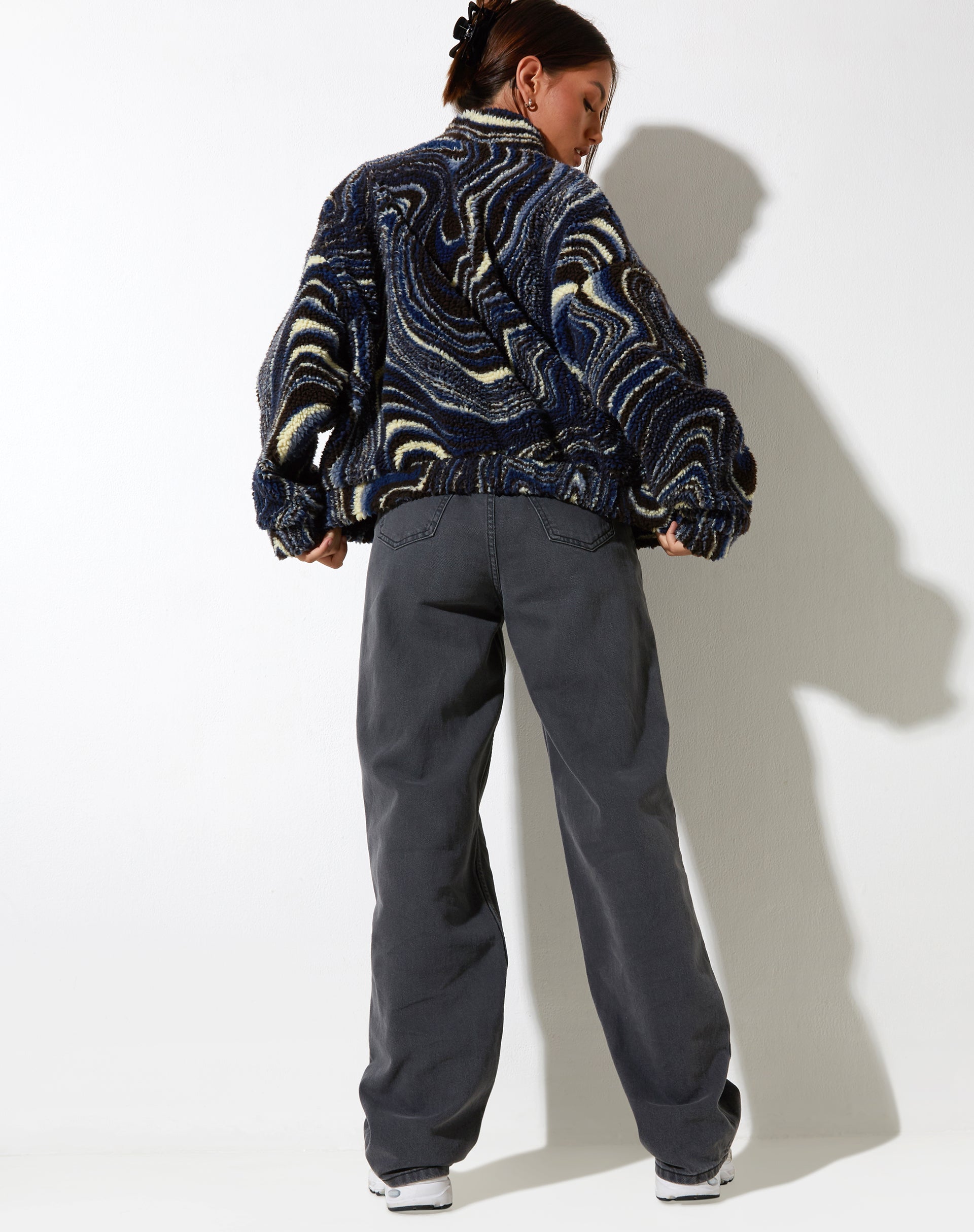 Nereo Jacket in Ripple Blue Black and Ivory