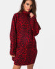 Image of Neivie Jumper Dress in Animal Knit Red