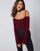 Image of Niani Cold Shoulder Bodice in Rib Knit Burgundy