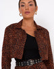 Image of Noly Cropped Blazer in Ditsy Leopard Orange