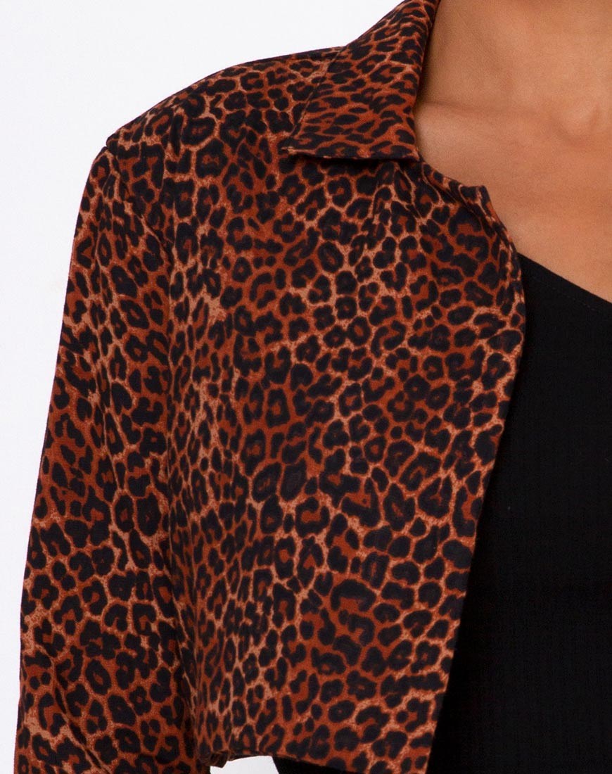 Image of Noly Cropped Blazer in Ditsy Leopard Orange