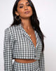 Image of Noly Cropped Blazer in Brandy Check Foam