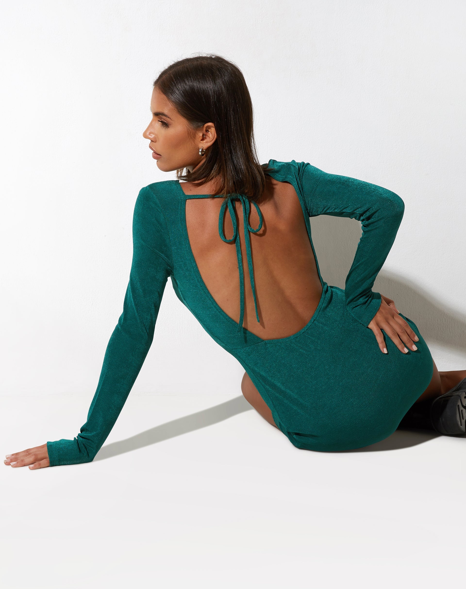 forest green mini dress long sleeve Intertwine Long Sleeve Mini Dress Forest Green
