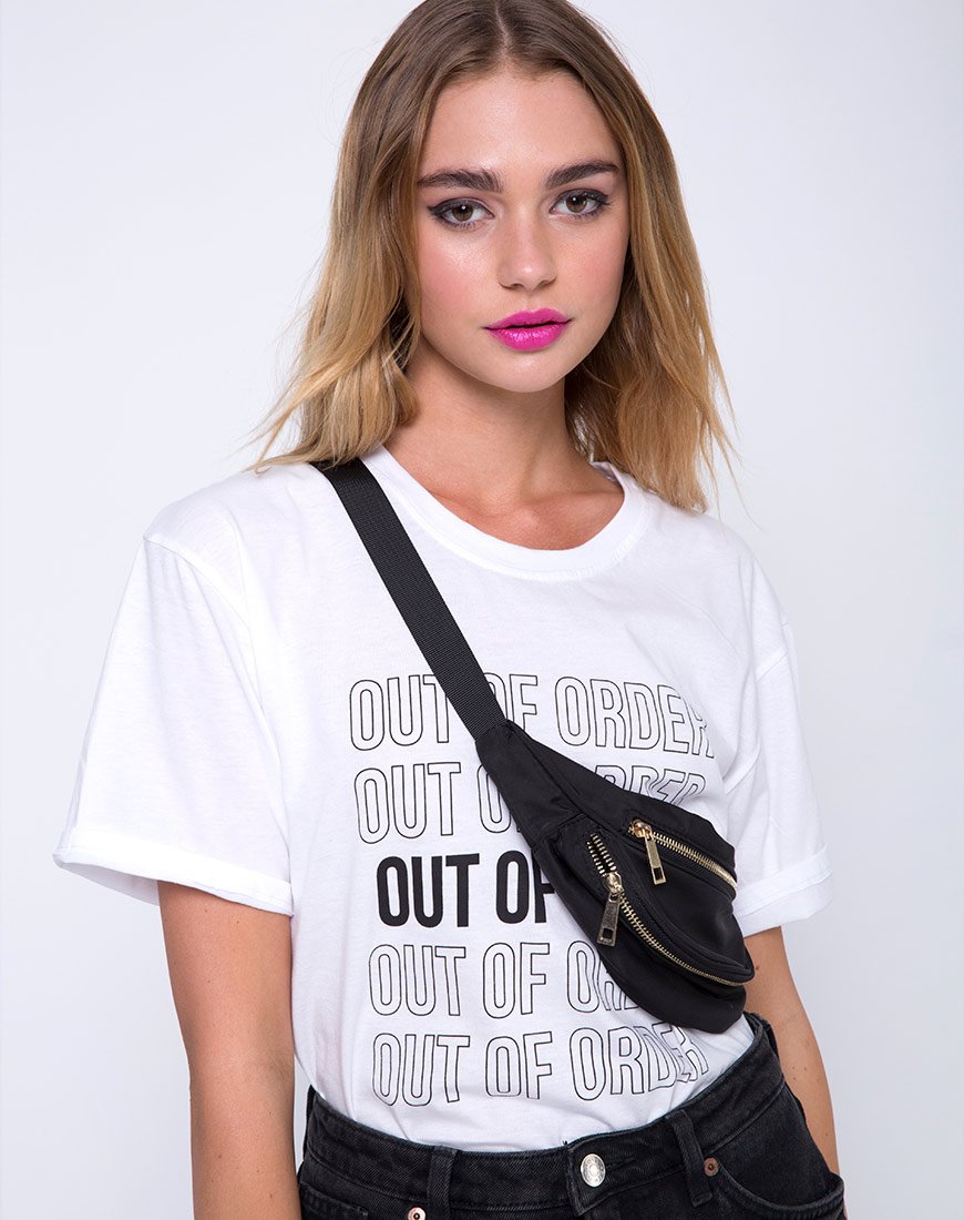 Oversize Basic Tee in Out of Order  White