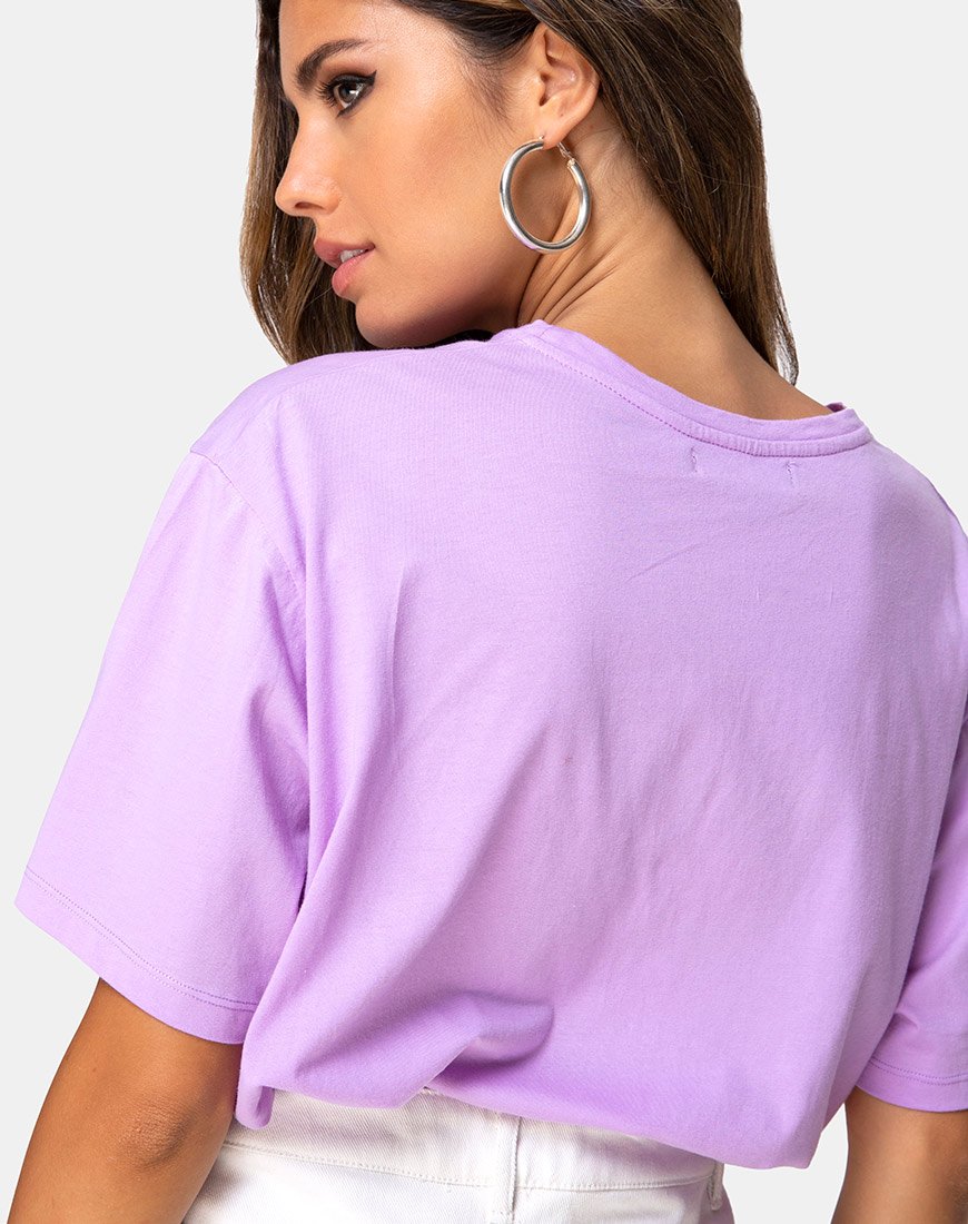Image of Oversize Basic Tee in Lilac with Angel Embro