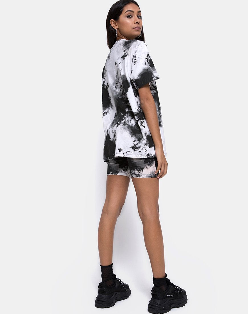 Image of Oversize Basic Tee in Mono tie Dye Black and White