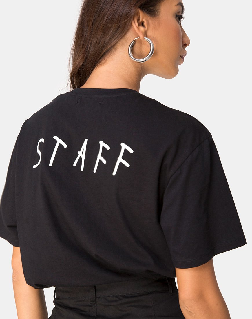 Image of Oversize Black Tee in Black on Tour staff by Motel