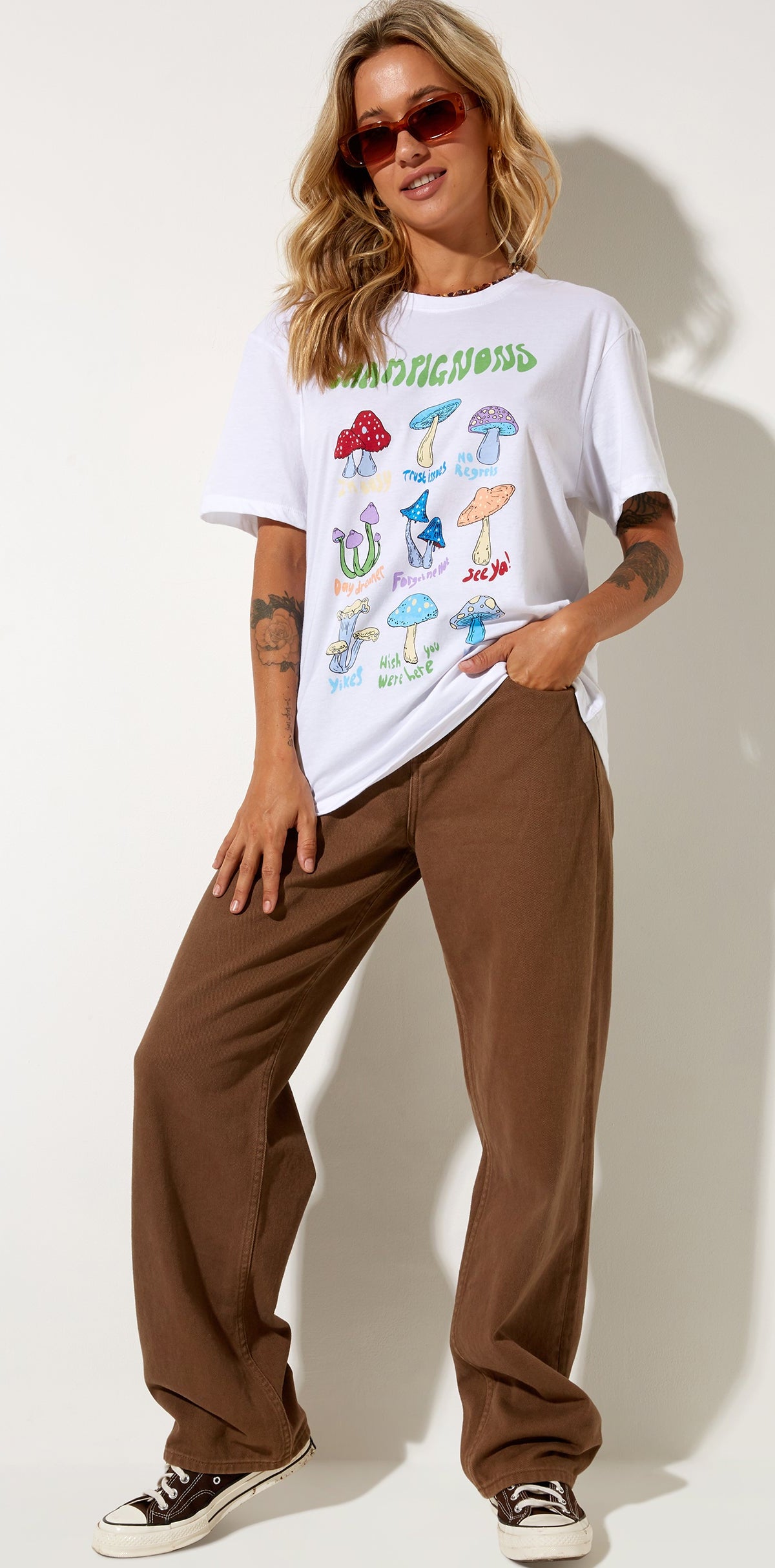 Mushroom Front Star Patch Oversize Tee main image 1