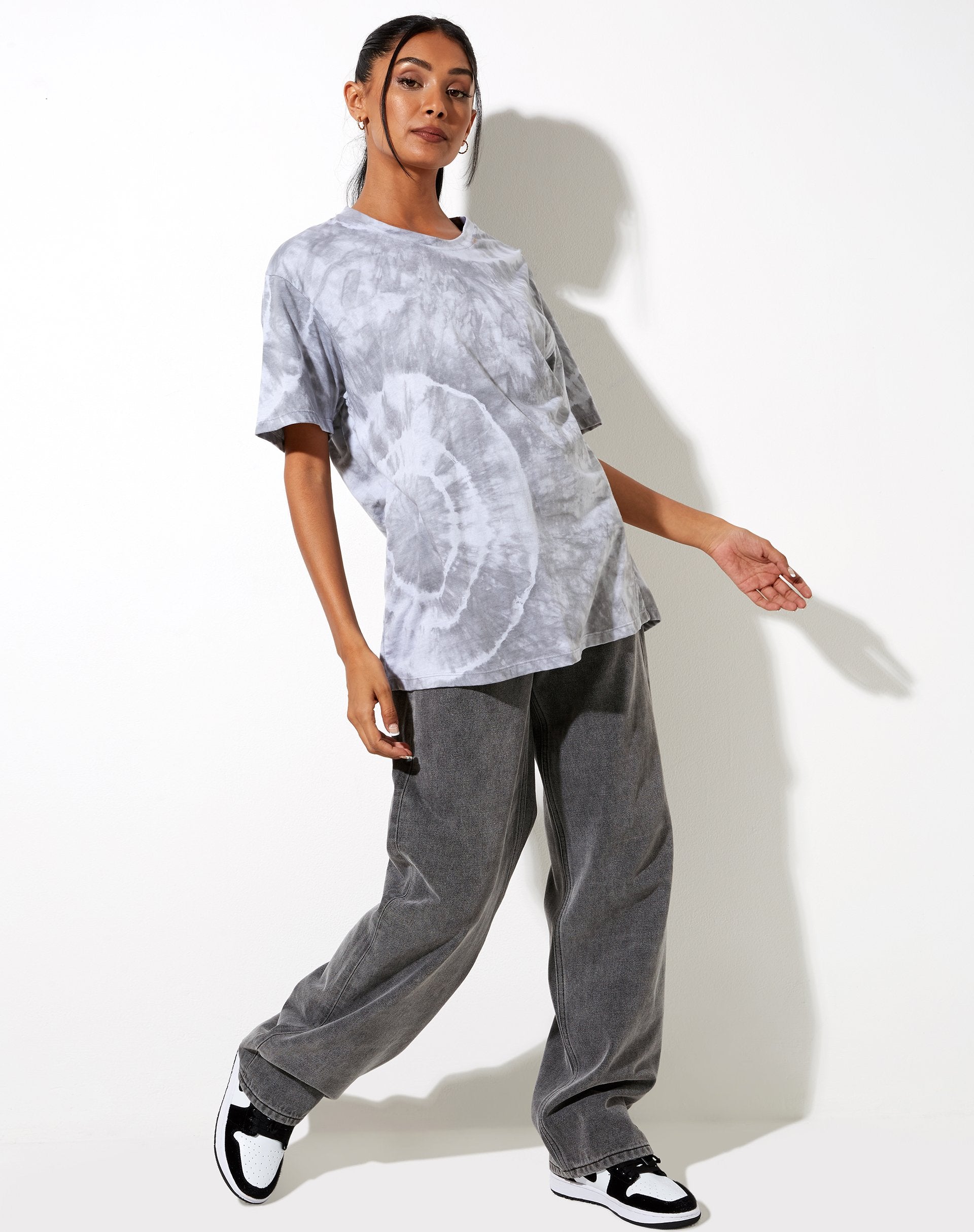 Grey Tie Dye Oversized T-Shirt | Oversize – motelrocks-com-us